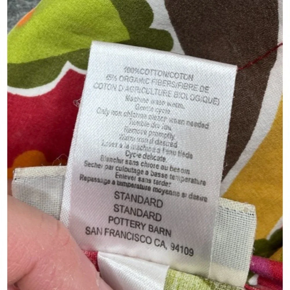 Pottery Barn Floral Mod Retro Standard Sham Red Orange Green